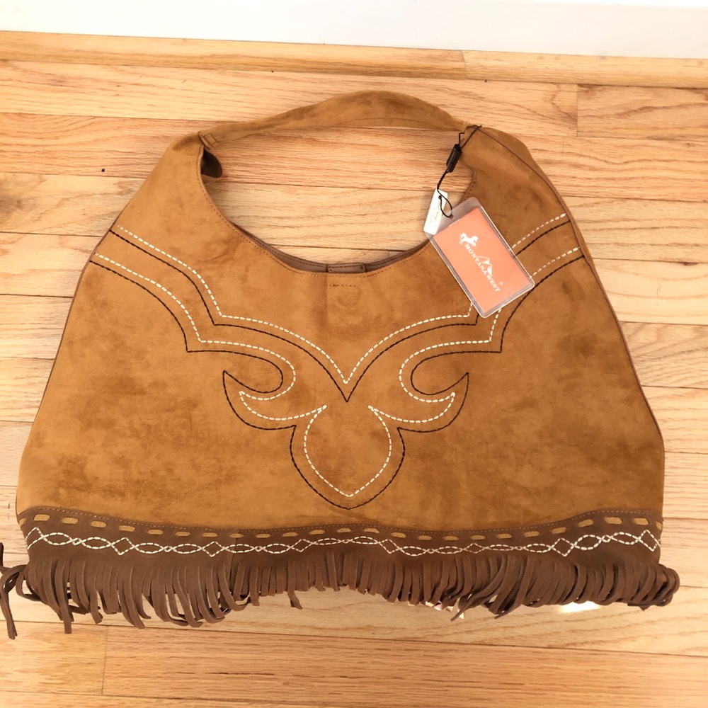 Oversized Montana West Tan Hobo Bag with Fringe NWT - Picture 2 of 9